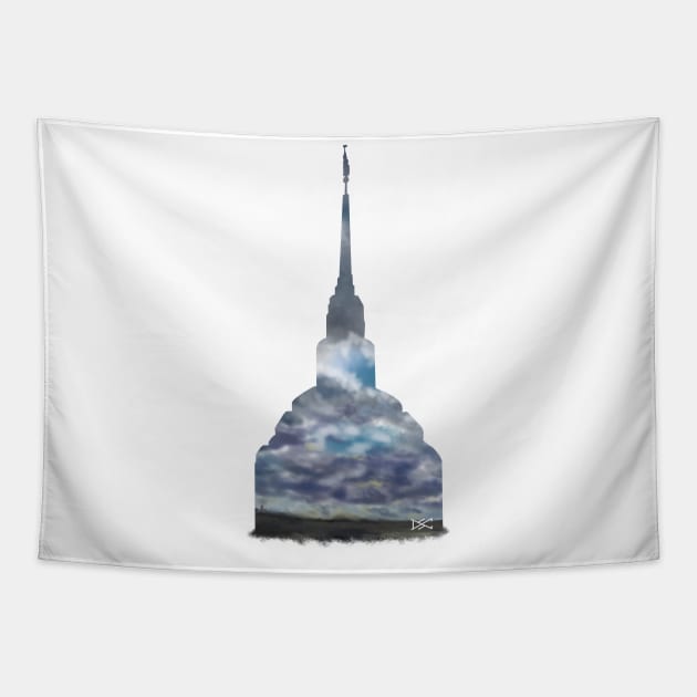 Rome Italy Temple Dramatic Sky Silhouette Tapestry by DSCarts