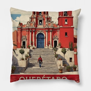 Queretaro Mexico Tourism Vintage Poster Pillow