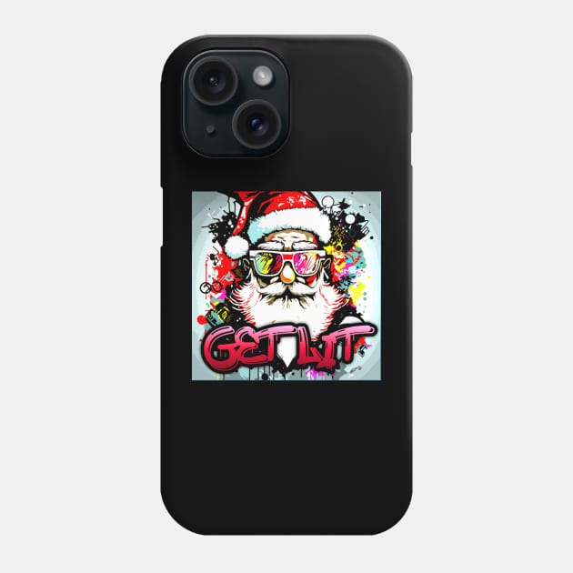 Get Lit - Santa Claus - Christmas Graphic Graffiti Art - Holiday Gift Phone Case by MaystarUniverse