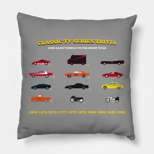 Classic TV Series Trivia: Cars Pillow by CptGoldigger