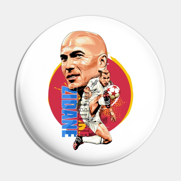 Zinedine Zidane - A Portrait of Grace Pin by Futbol Art