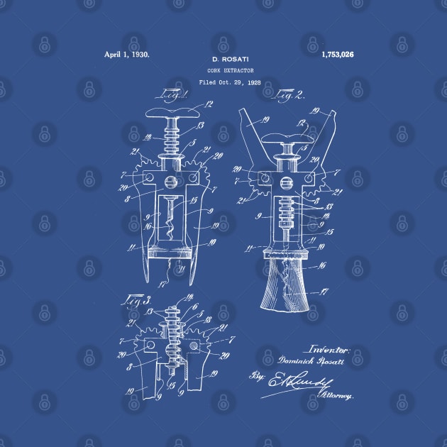 Cork Screw Patent - Wine Art - Blueprint by patentpress