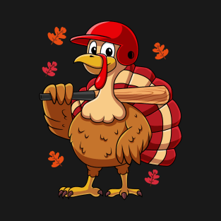 Thanksgiving Turkey Baseball Player T-Shirt