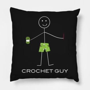 Funny Mens Crochet Guy Illustration Pillow