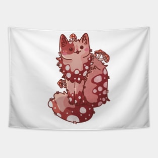 Toadstool Mushroom Kawaii Cat Tapestry