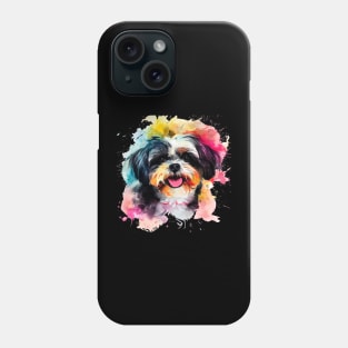 Shih Tzu Dog Water Color Pop Art Design for Dog Lover Phone Case