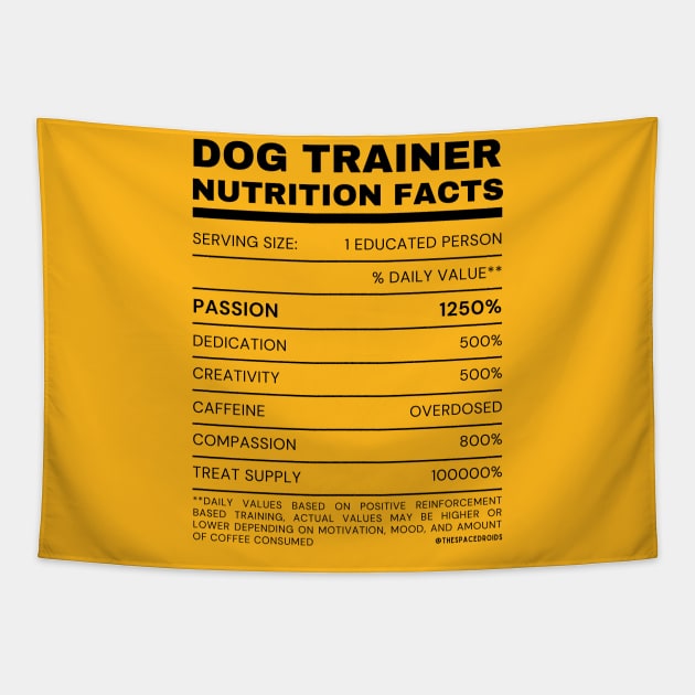 Dog Trainer Nutrition Facts Tapestry by SpaceDroids