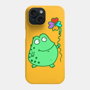 Frog holding rainbow clover balloon! Phone Case