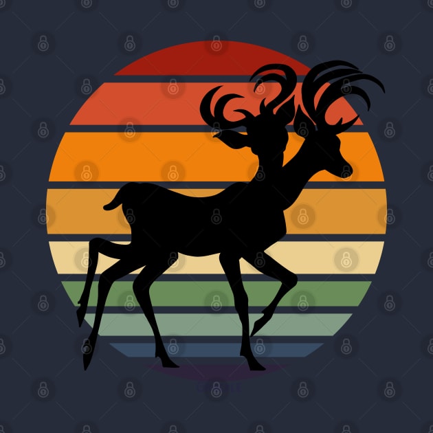 Mutated Deer Retro Sunset by Jan Grackle