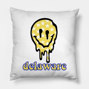 delaware drippy smiley Pillow