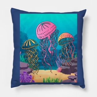 Colorful Luminous Jellyfish Sea Animals Pillow