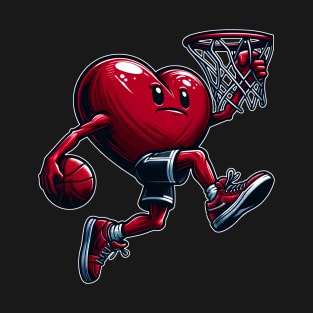 Valentine's Day Heart Slam Dunk Basketball T-Shirt
