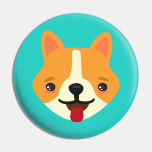 Cute Kawaii Corgi Puppy Dog Face Kid Design Pin