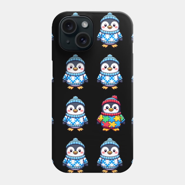 Autism Awareness Puzzle Penguin Party Pattern Phone Case by SubtleSplit