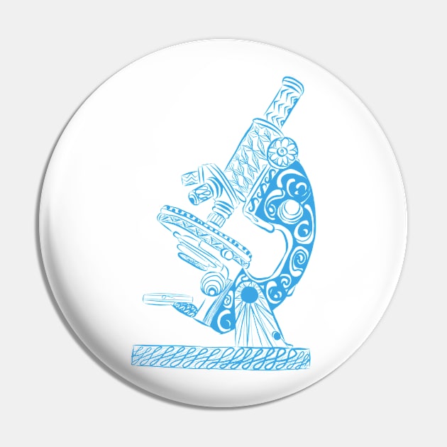 Scientific Microscope Line Drawing (Light Blue) Pin by littlecurlew