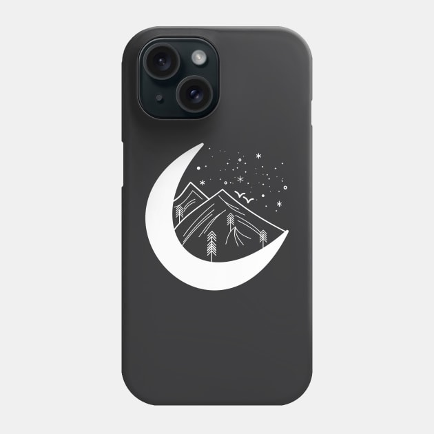 Cresent Moon over the Mountains Phone Case by Mitalie