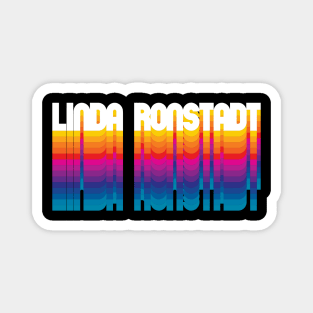 Retro Linda Proud Personalized Name Gift Retro Rainbow Style Magnet