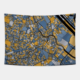 Vienna Map Pattern in Blue & Gold Tapestry