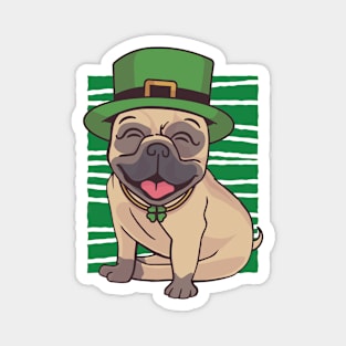 St. Patrick's Day Pug with Leprechaun Hat Magnet