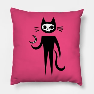 Skeleton Kitty Cat Standing in the Moonlight Pillow