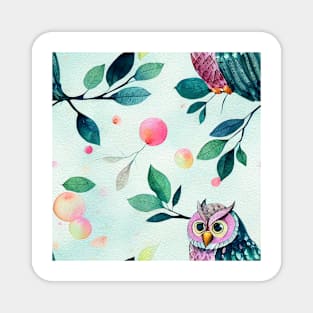 Watercolor owl pattern Magnet