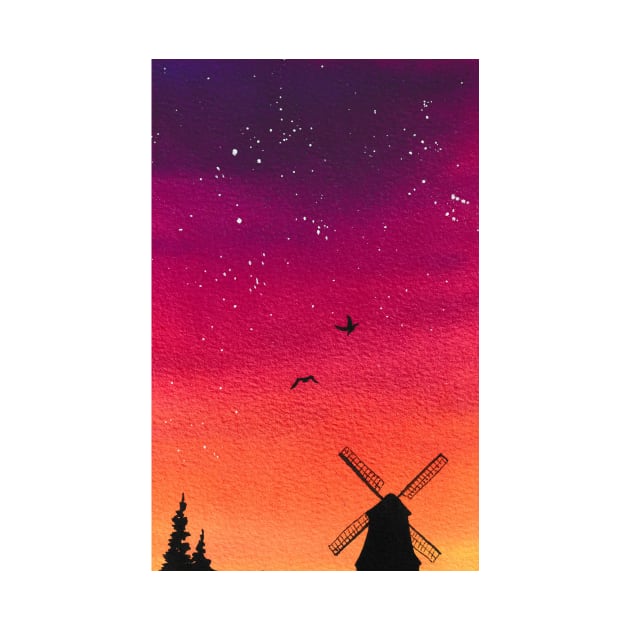 Windmill sunset by RosanneCreates