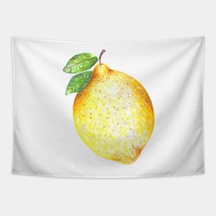 Watercolor Lemon Pattern on White Tapestry