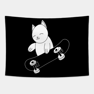 Silly Cat Skateboarding Tapestry