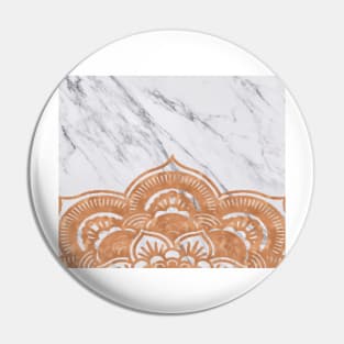 Copper mandala on white marble Pin