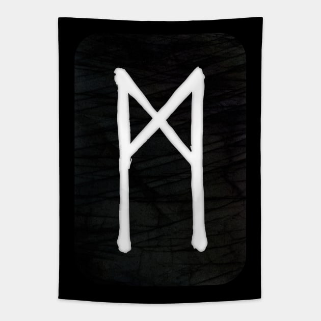 Mannaz | Elder Futhark Runes Tapestry by wildtribe