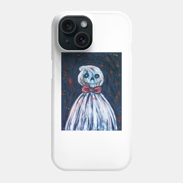 Spooky Portrait of a Ghost wearing a Bow Tie Phone Case by saradaboru