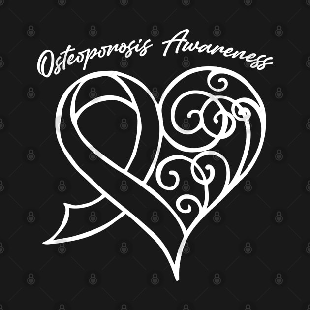 Osteoporosis Awareness Heart Ribbon Gift Valentines Day - In This Family Nobody Fights Alone by BoongMie