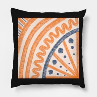 Waves and spots in navy blue and golden caramel Pillow