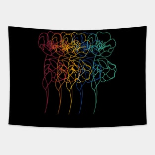 Rainbow Roses Pattern Pride Month Hashtag Tapestry