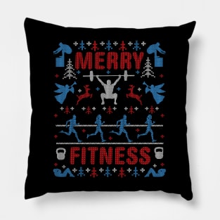 Funny Merry Fitness Exercise Gym Ugly Christmas Sweater Party Pillow