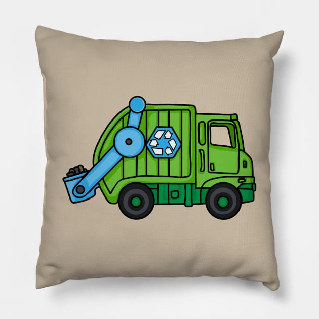 Toy Recycling Truck Pillow by Slightly Unhinged