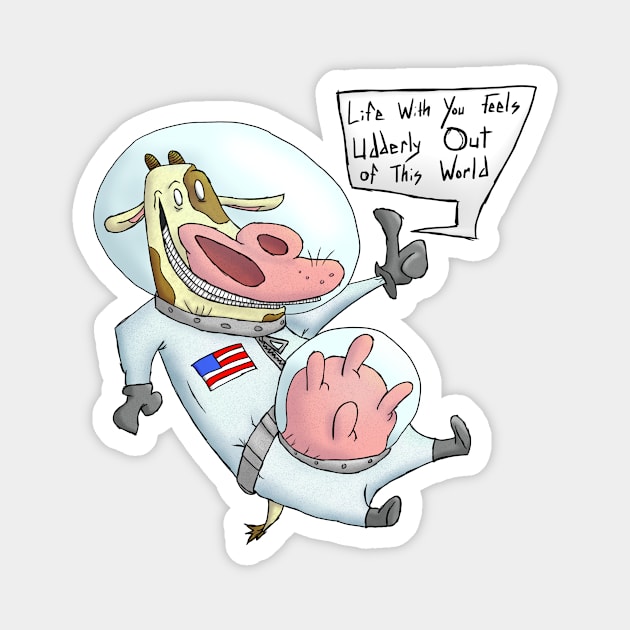 Space Cow Magnet by TheDoodleDream