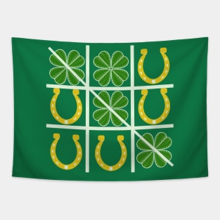 Shamrocks and Lucky Horseshoes Tic Tac Toe Lucky Saint Patricks Day Tapestry