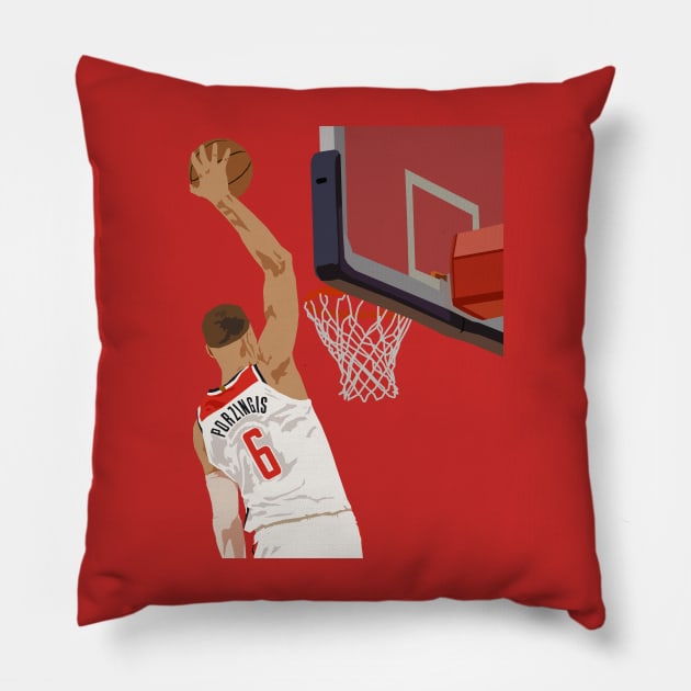 Kristaps Porzingis Slam Dunk Pillow by rattraptees