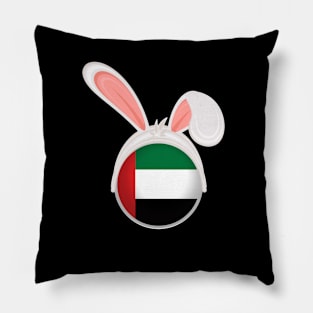 happy easter United Arab Emirates bunny ears flag cute designs Pillow