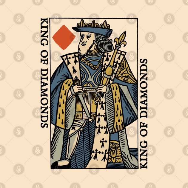 Vintage Character of Playing Card King of Diamonds by KewaleeTee