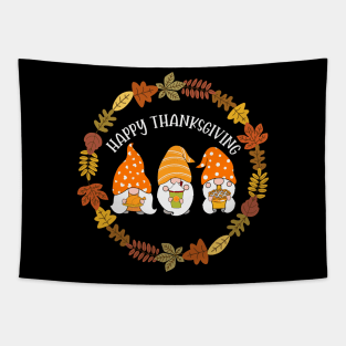 Happy Thanksgiving Gnomes Tapestry