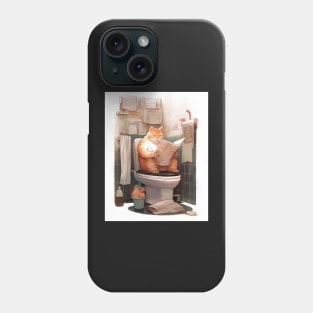 Tabby Cat Sitting on the Toilet Phone Case