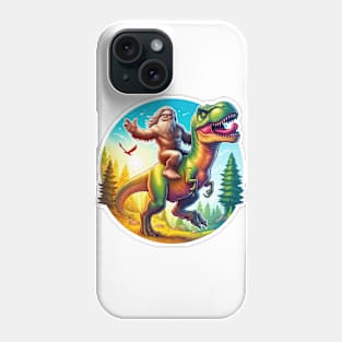 Sasquatch Riding a T-Rex Cryptozoologist Big Foot Dinosaur Phone Case