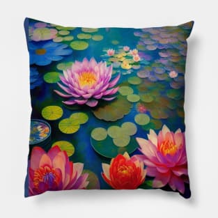 Beautiful Lotus Flowers - Painting of Water Lilies Pillow