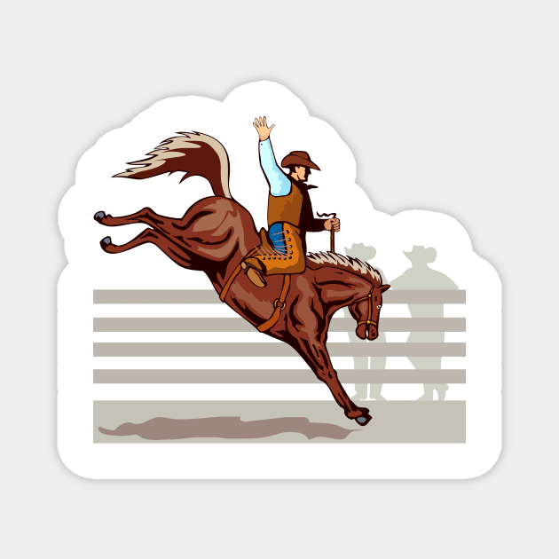 Rodeo  Saddle Bronc Competition Retro Magnet by retrovectors