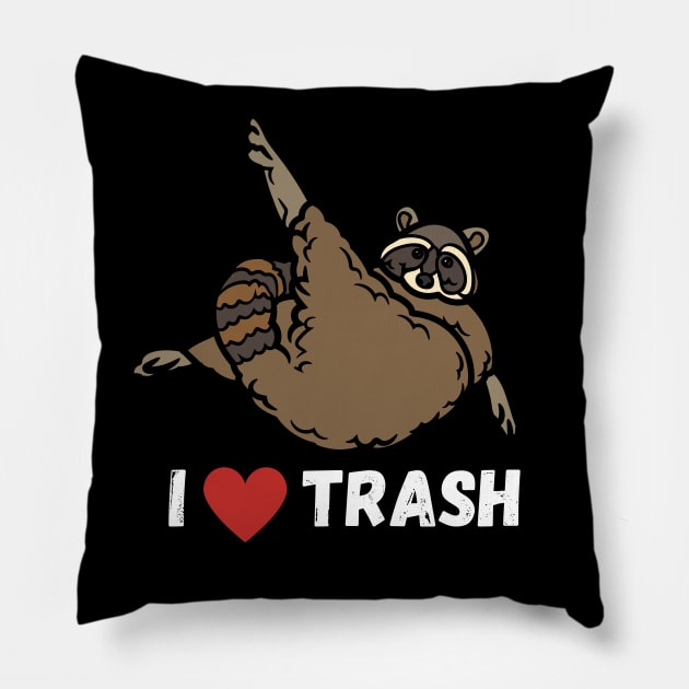 I Love Trash Raccoon Pillow by Norse Magic