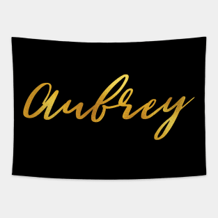 Aubrey Name Hand Lettering in Faux Gold Letters Tapestry