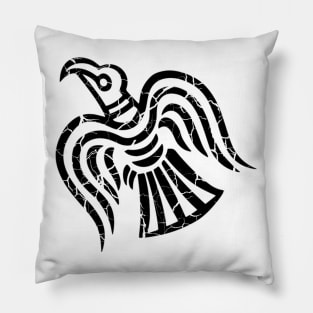 raven of odin black distressed Pillow