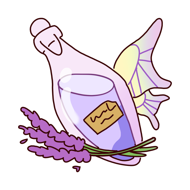 Purple Wings: Glass Bottle with Lilac Water and Grass by FortuneFrenzy